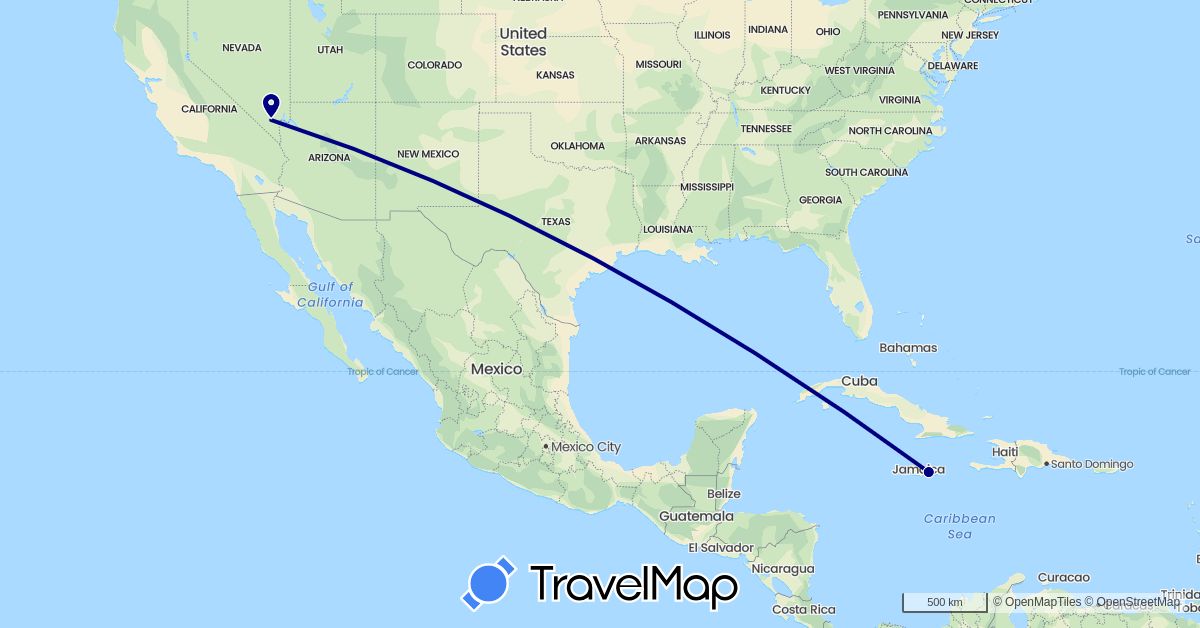 TravelMap itinerary: driving in Jamaica, United States (North America)